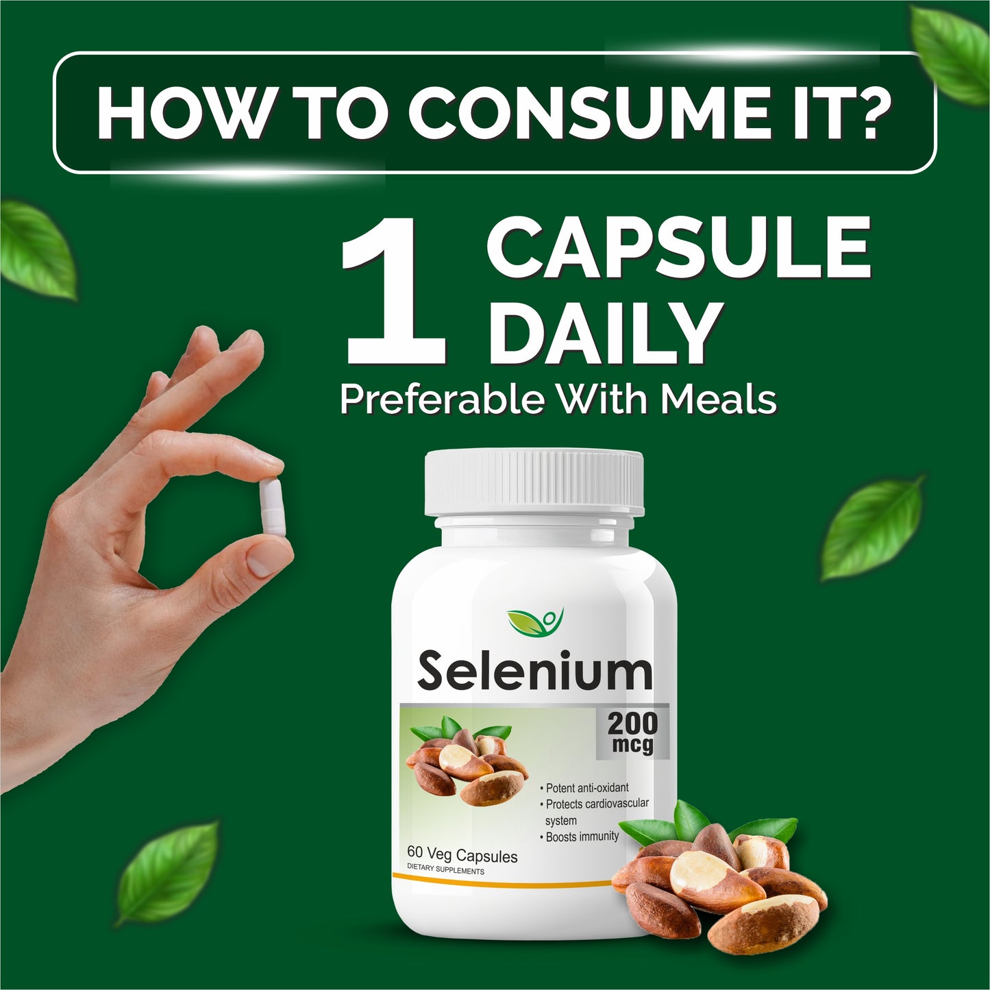 Biotrex Selenium 200mcg - 60 Capsules Immune System Support, Thyroid Function & Cardiovascular Health
