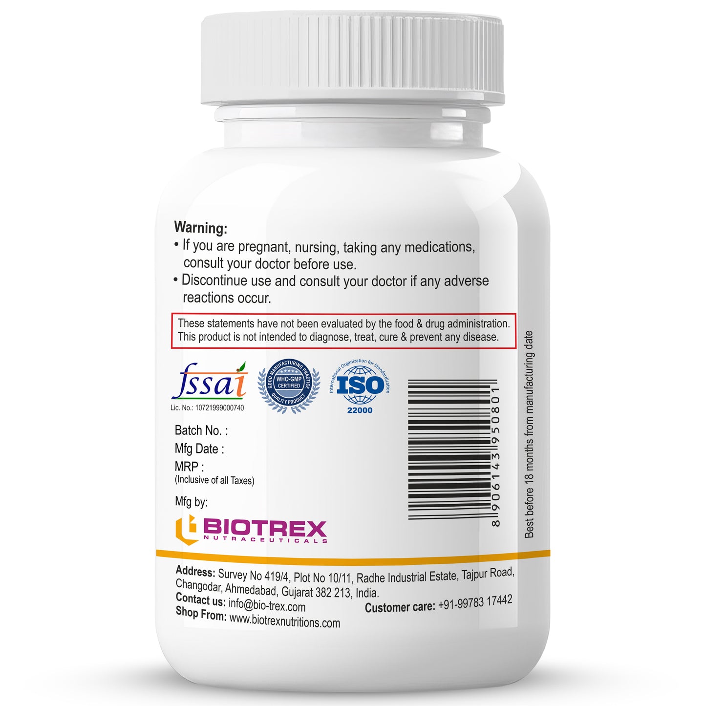Biotrex Taurine 500mg - 60 Capsules