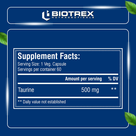 Biotrex Taurine 500mg - 60 Capsules