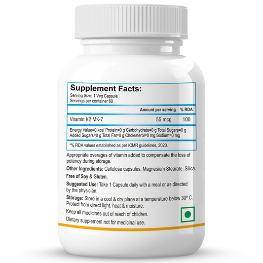 Biotrex Vitamin K2 as Mk-7 55mcg | Supports Bone Health | Promotes Heart Health | 60 Veg Capsules