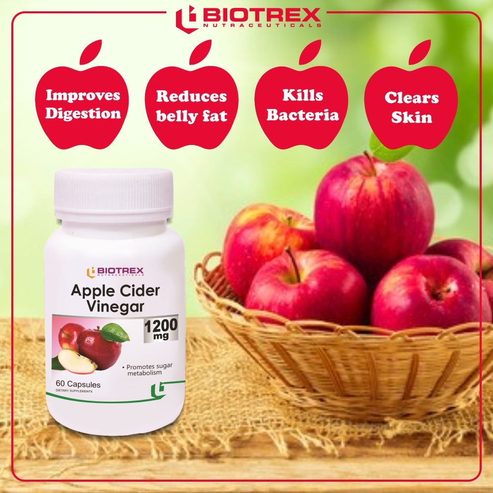 Biotrex Apple Cider Vinegar 1200 mg - 60 Capsules Promotes weight loss, Improve digestive health