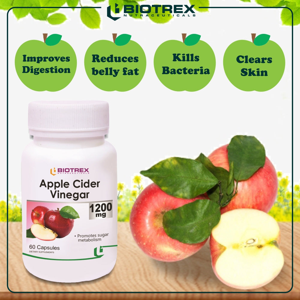 Biotrex Apple Cider Vinegar 1200 mg - 60 Capsules Promotes weight loss, Improve digestive health