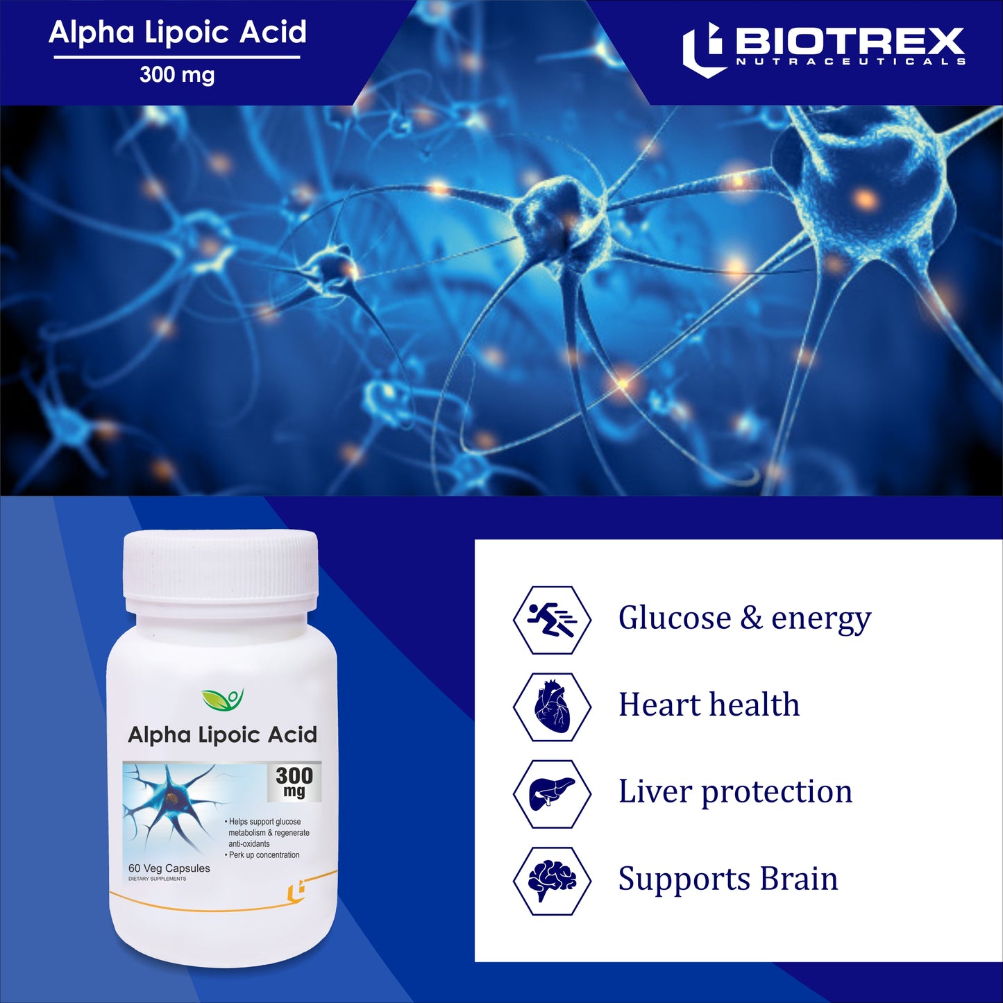 Biotrex Alpha Lipoic Acid 300mg - 60 Capsules