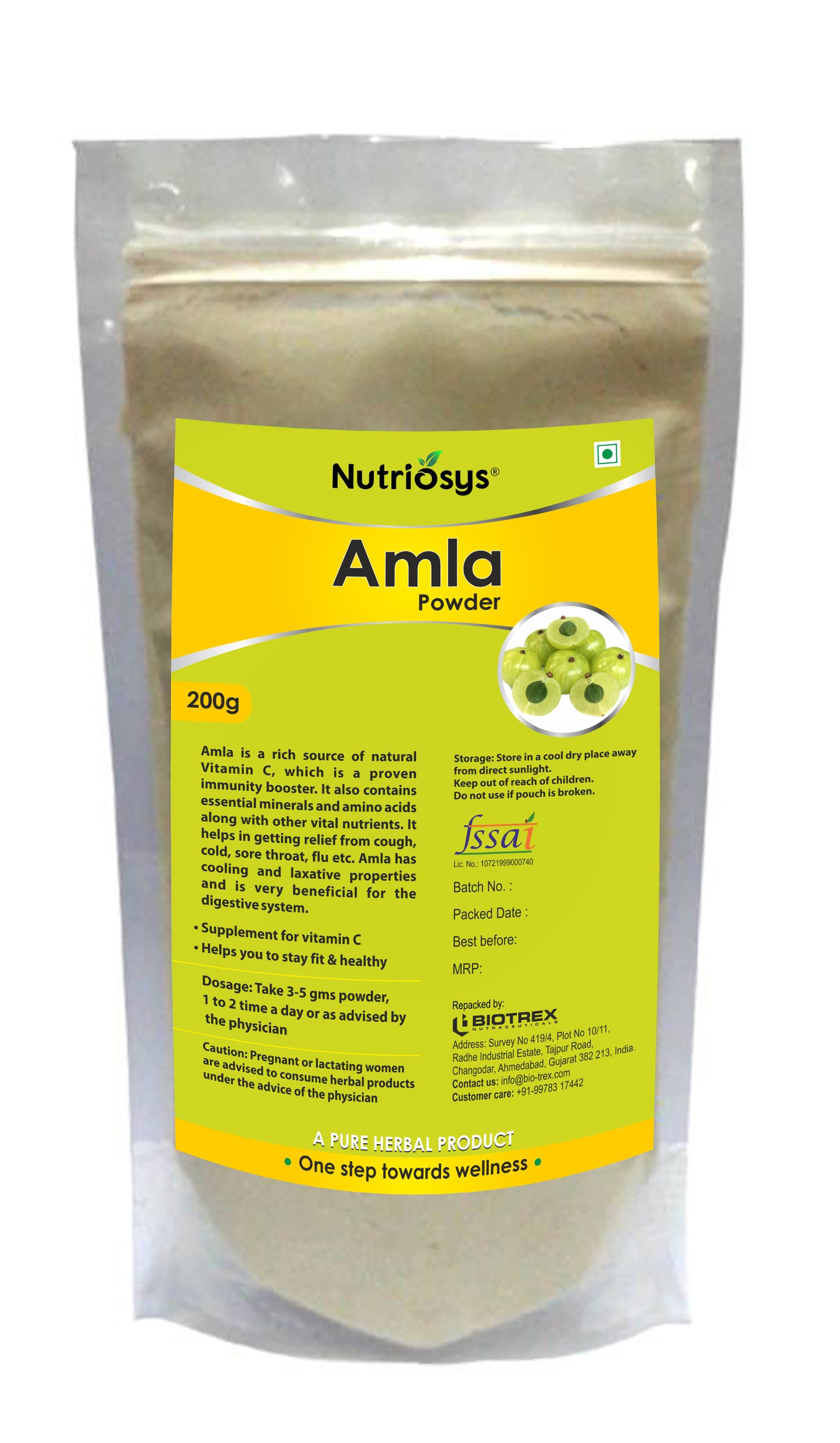 Nutriosys Amla Herbal Powder - 200gram, Excellent Source of Vitamin C