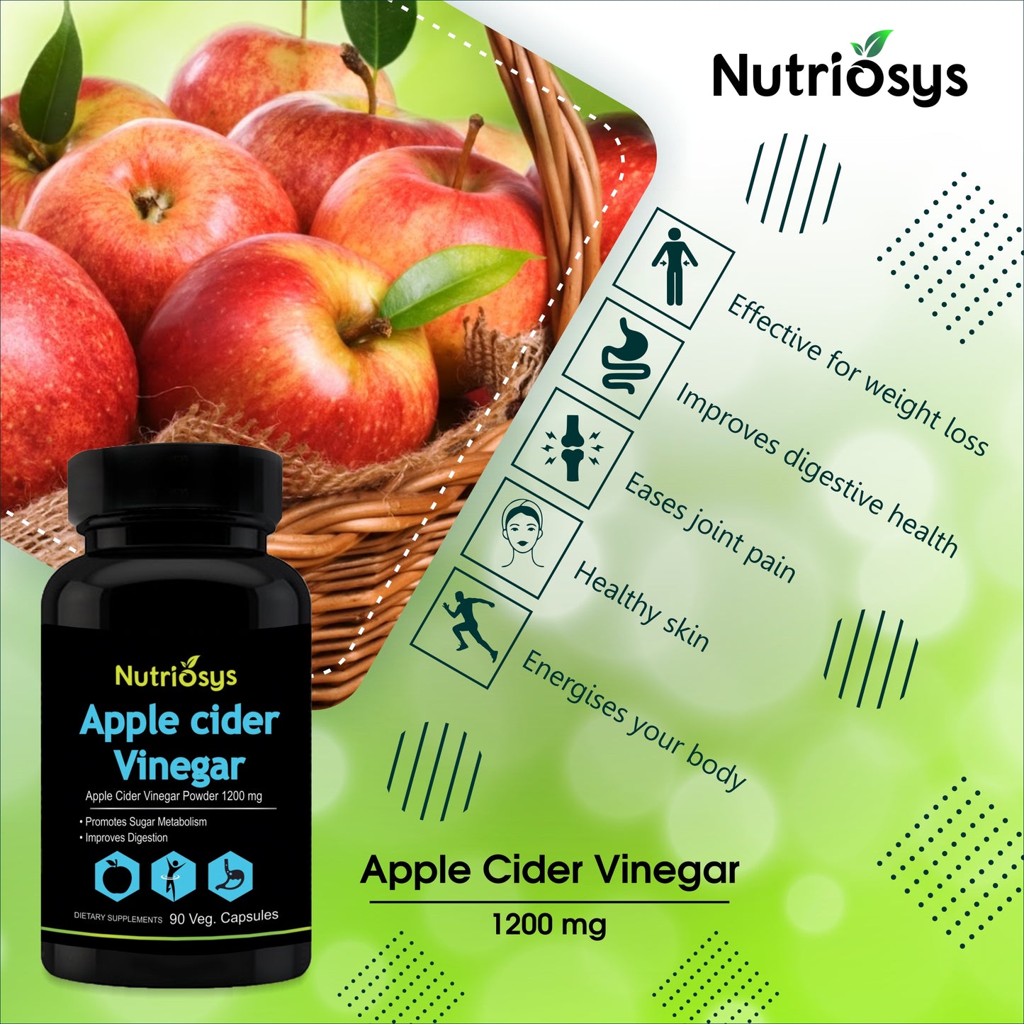 Nutriosys Apple Cider Vinegar 1200mg - 90 Capsules