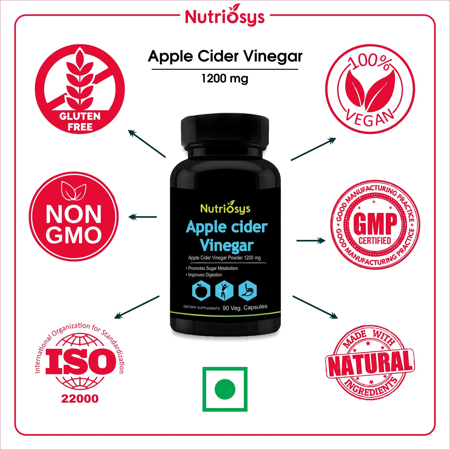Nutriosys Apple Cider Vinegar 1200mg - 90 Capsules