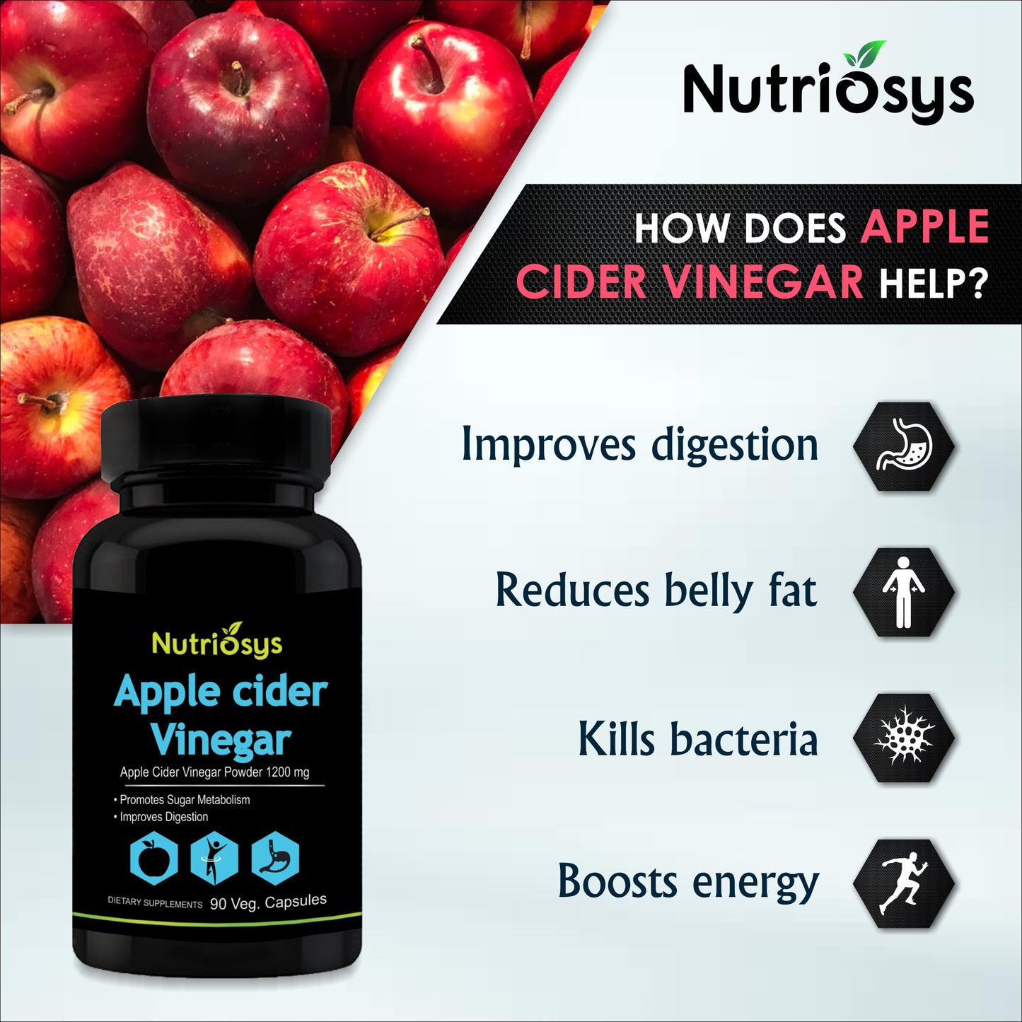 Nutriosys Apple Cider Vinegar 1200mg - 90 Capsules