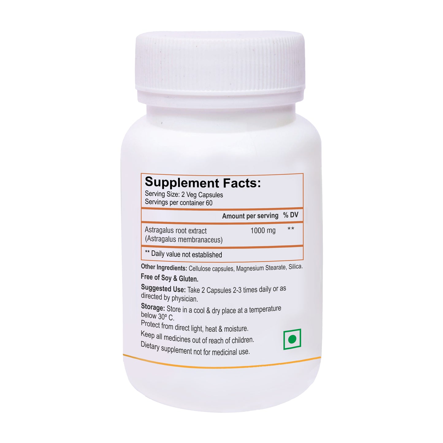 Biotrex Astragalus 500mg Supplement - 60 Veg Capsules