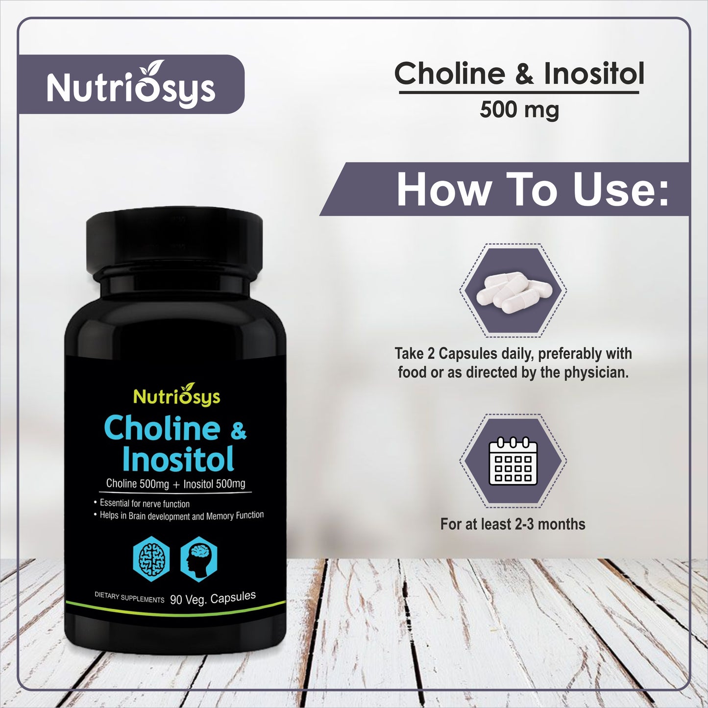 Nutriosys Choline & Inositol 500mg - 90 Capsules