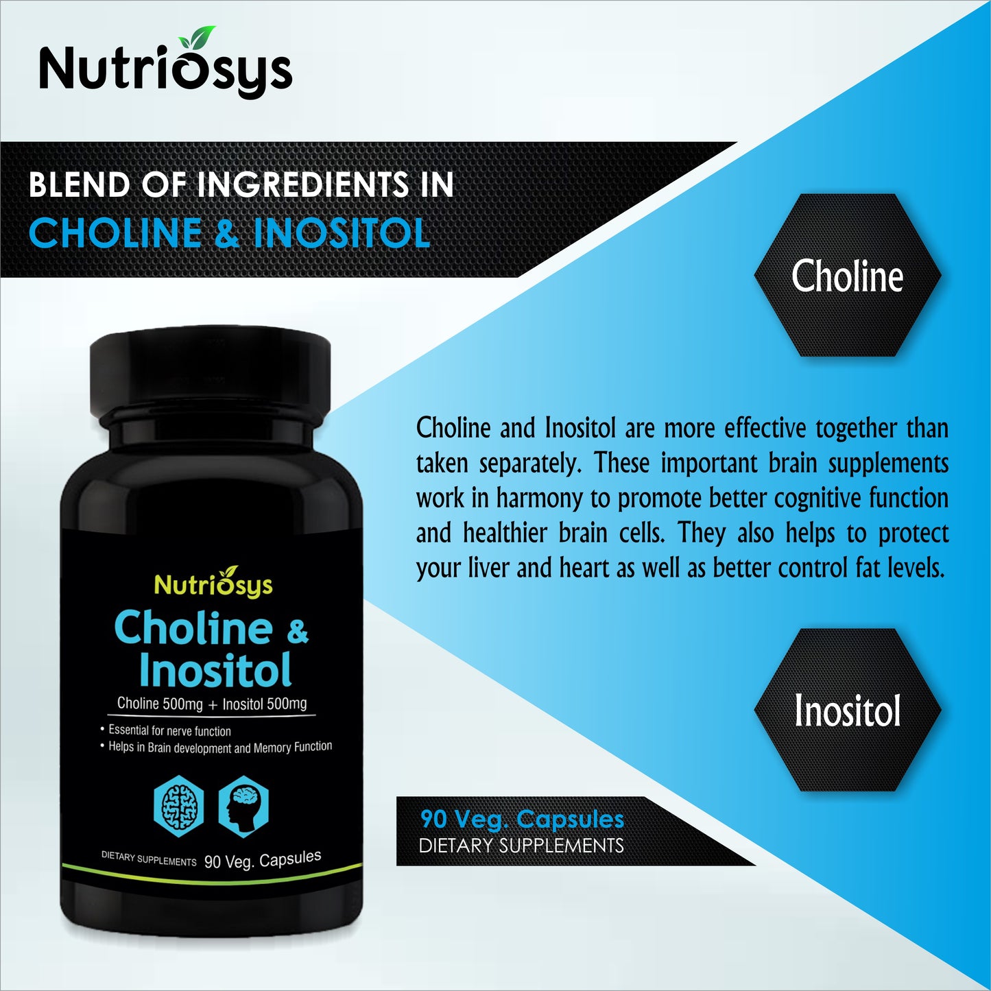 Nutriosys Choline & Inositol 500mg - 90 Capsules