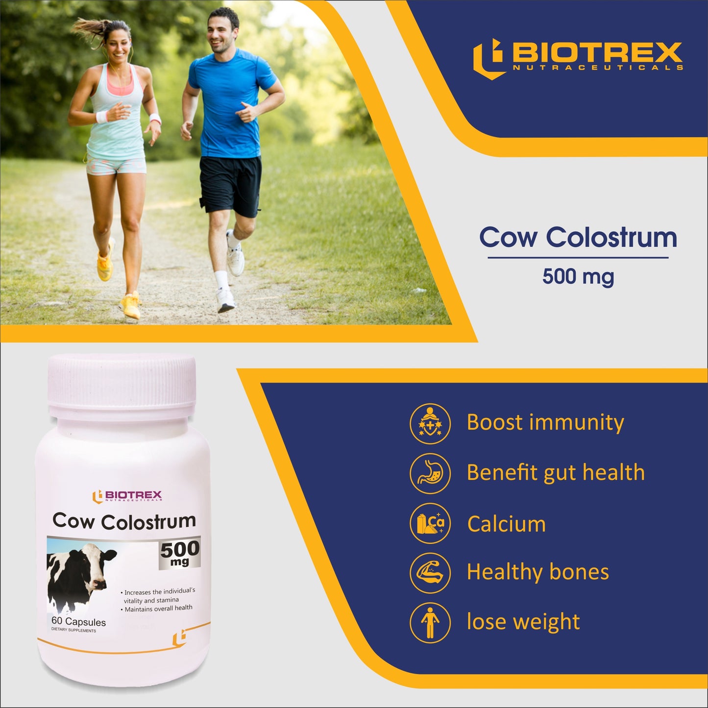 Biotrex Cow Colostrum 500mg - 60 Capsules