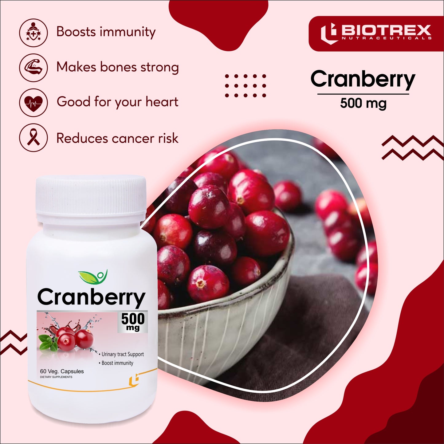 Biotrex Cranberry 500mg - 60 Capsules