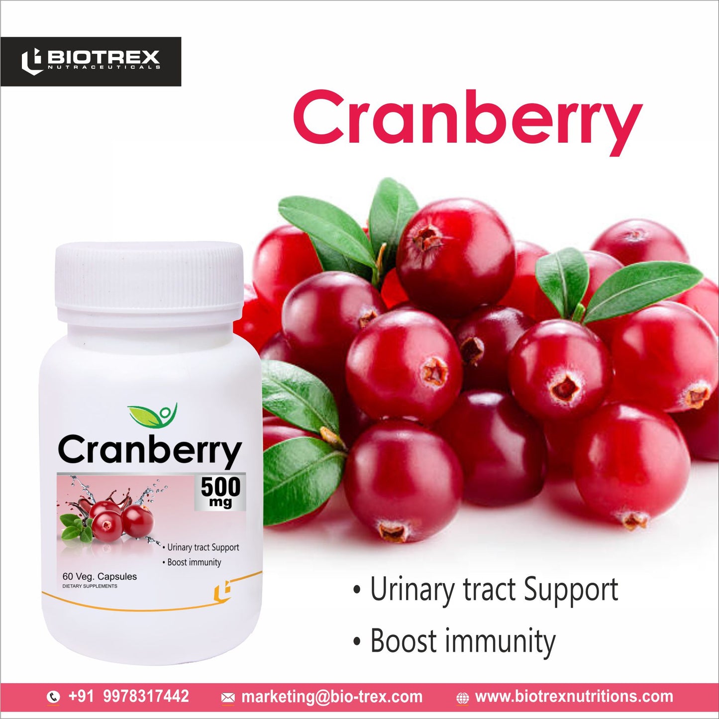 Biotrex Cranberry 500mg - 60 Capsules