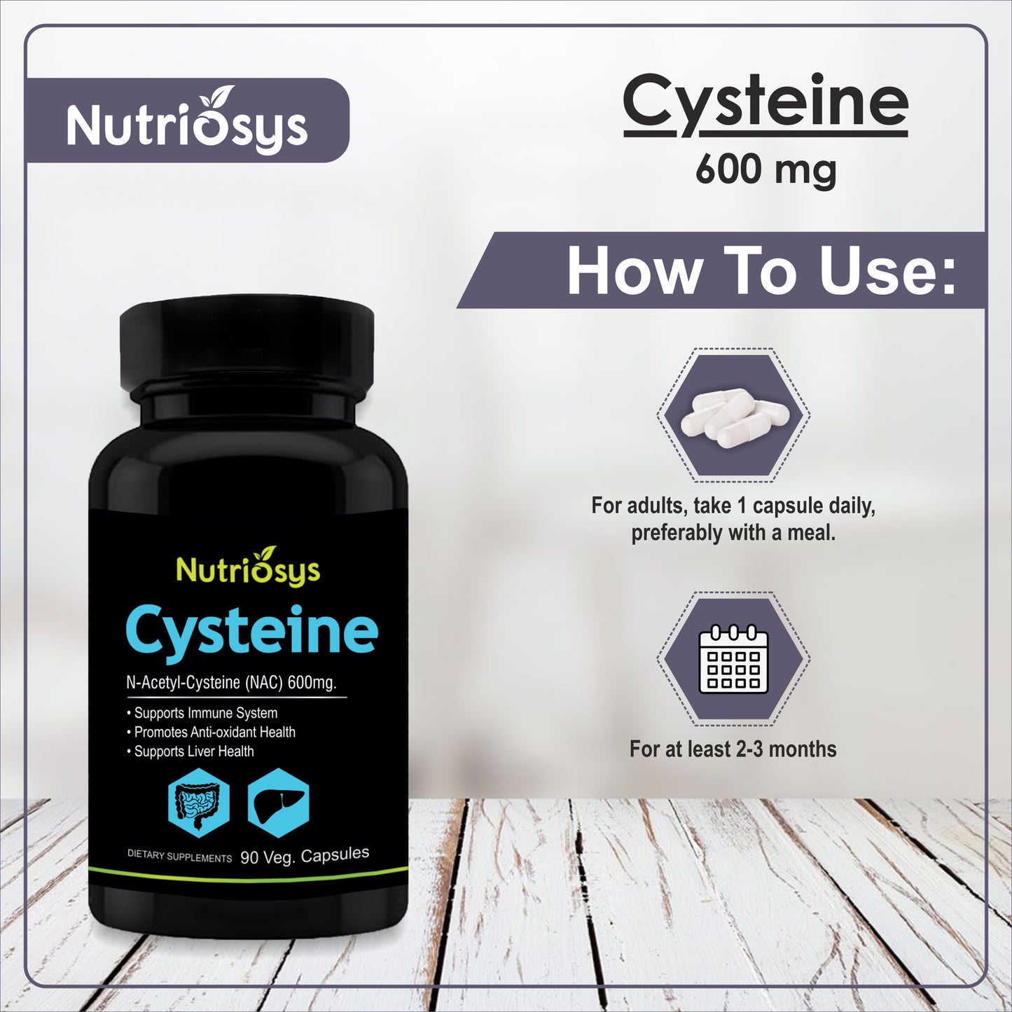 Nutriosys Cysteine 600mg - 90 Capsules