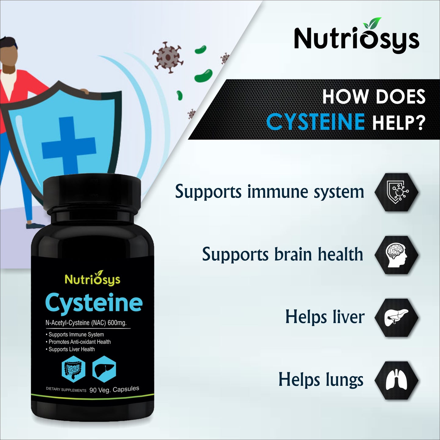 Nutriosys Cysteine 600mg - 90 Capsules