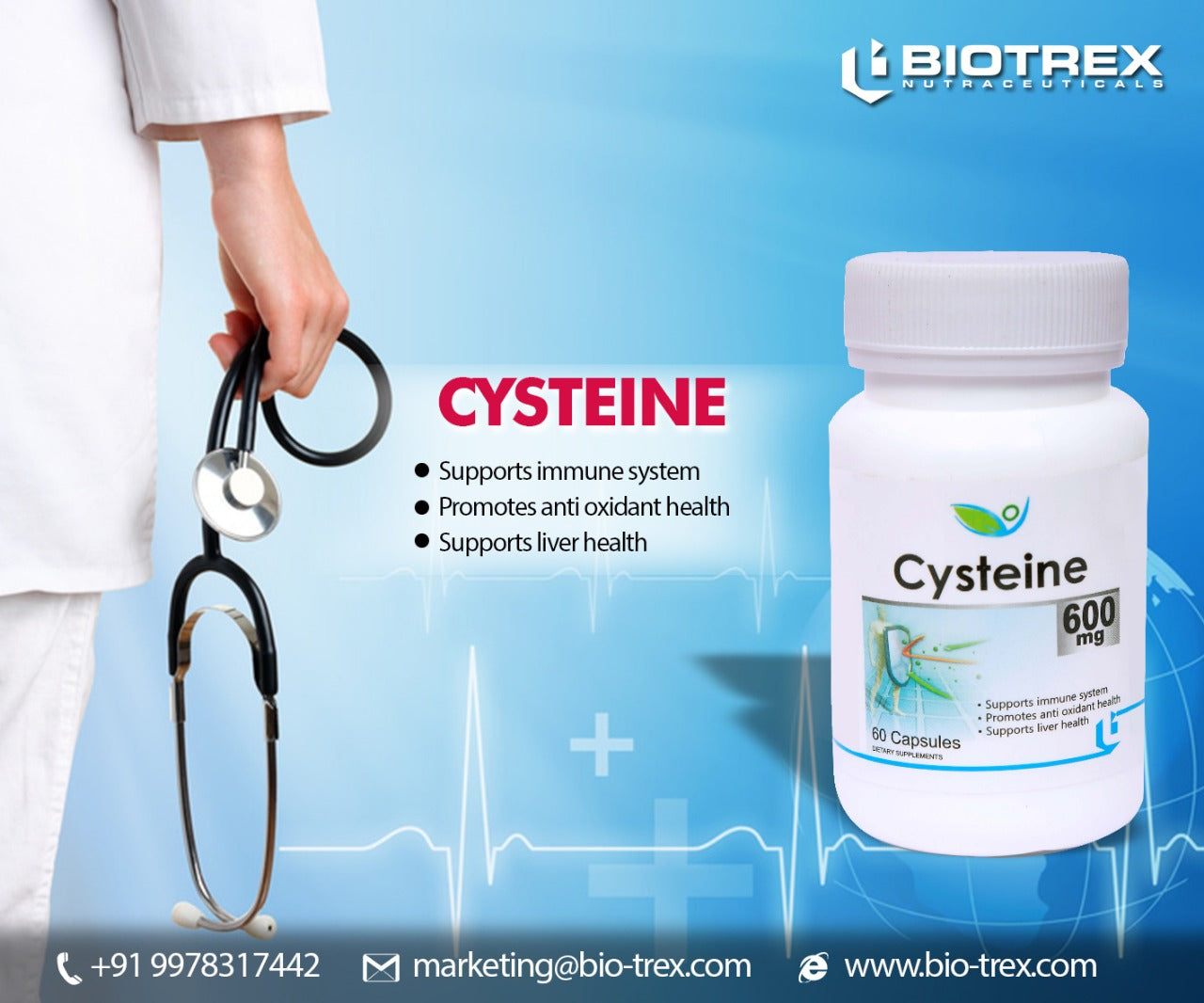 Biotrex Cysteine 600mg - 60 Capsules