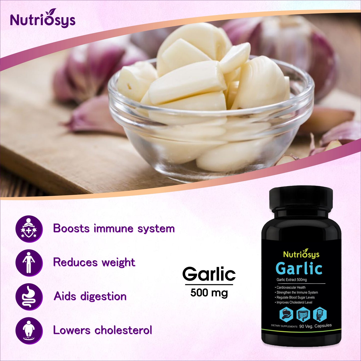 Nutriosys Garlic 500mg - 90 Capsules