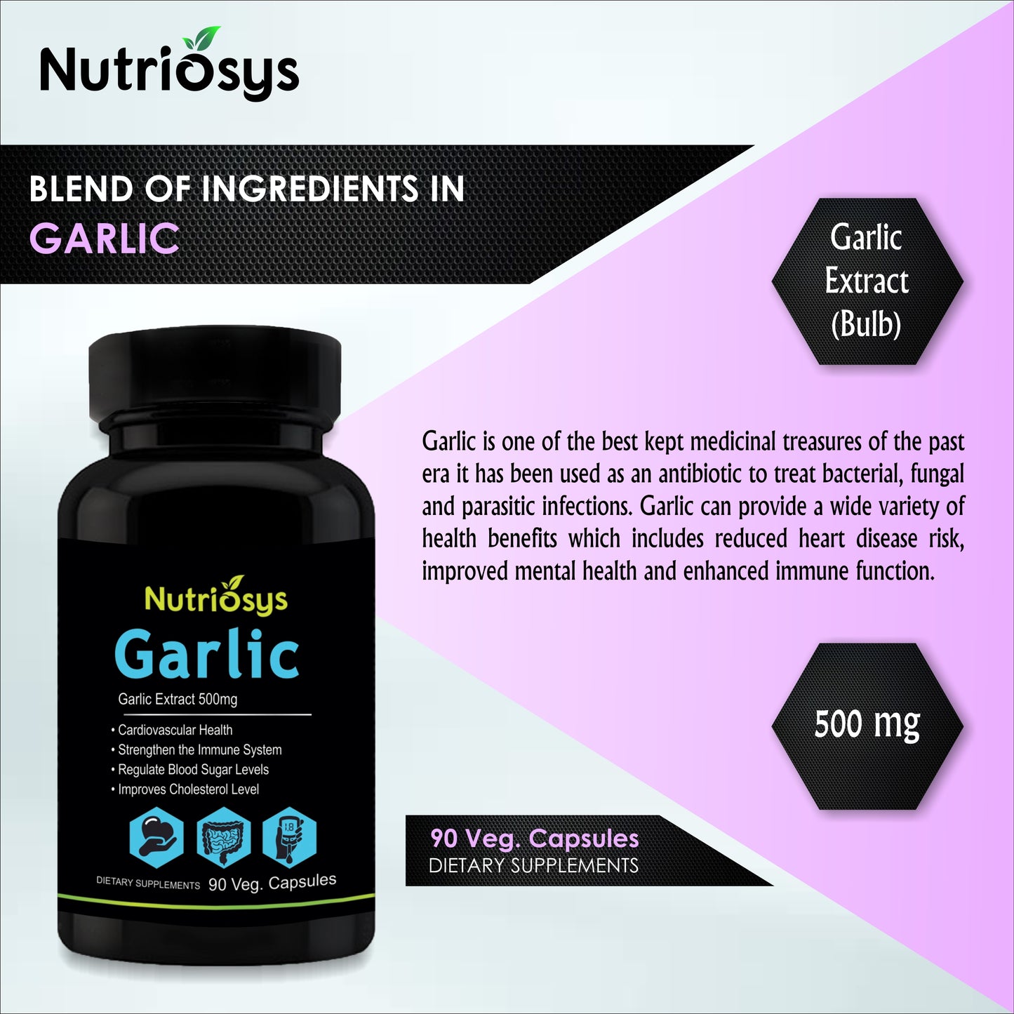 Nutriosys Garlic 500mg - 90 Capsules