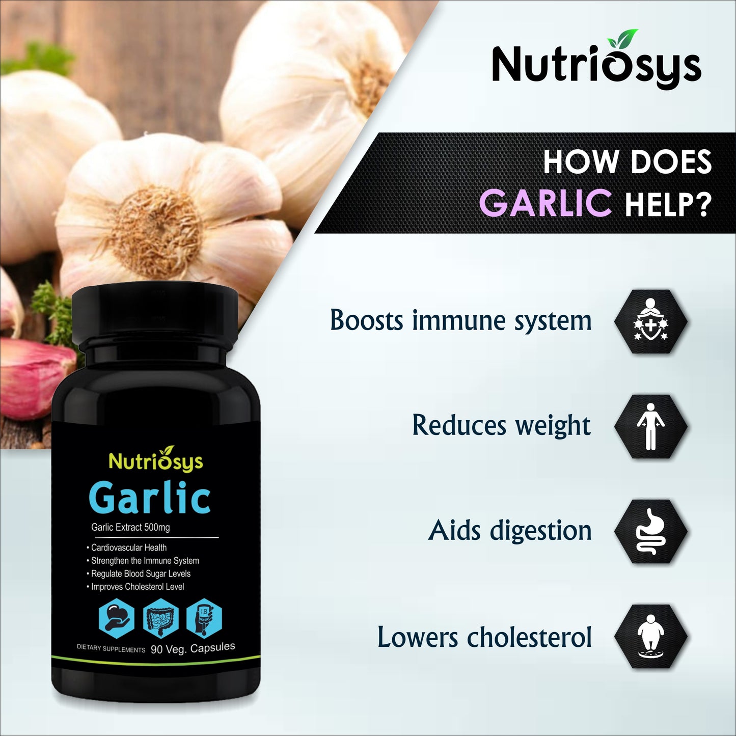 Nutriosys Garlic 500mg - 90 Capsules