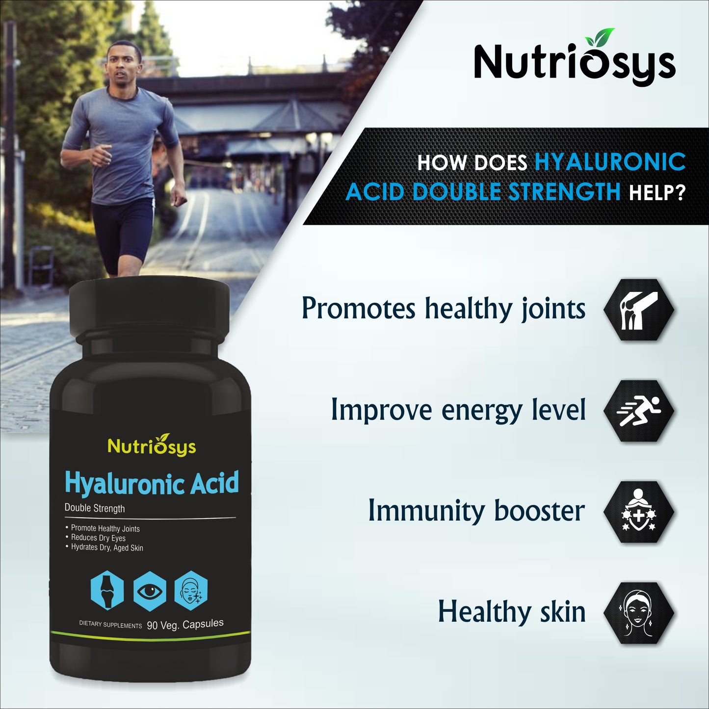 Nutriosys Hyaluronic Acid Double Strength - 90 Capsules