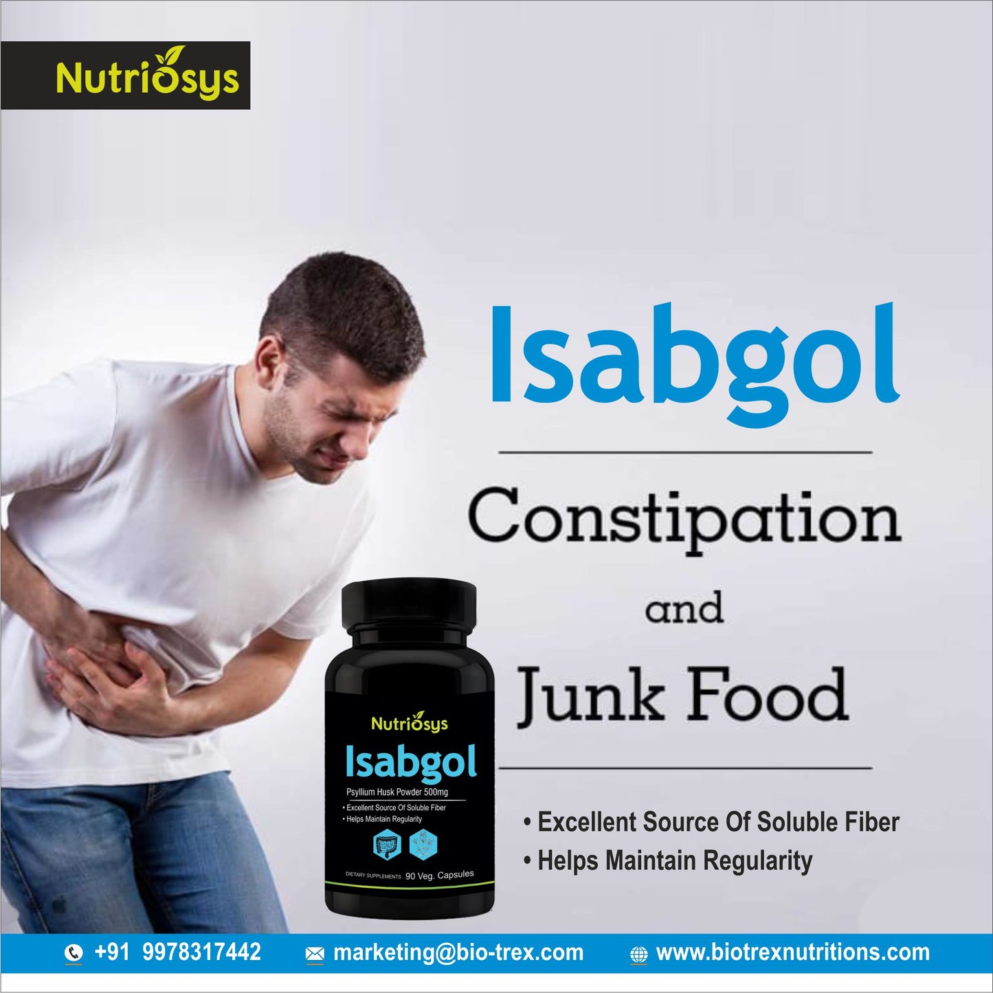 Nutriosys Isabgol 500mg - 90 Capsules