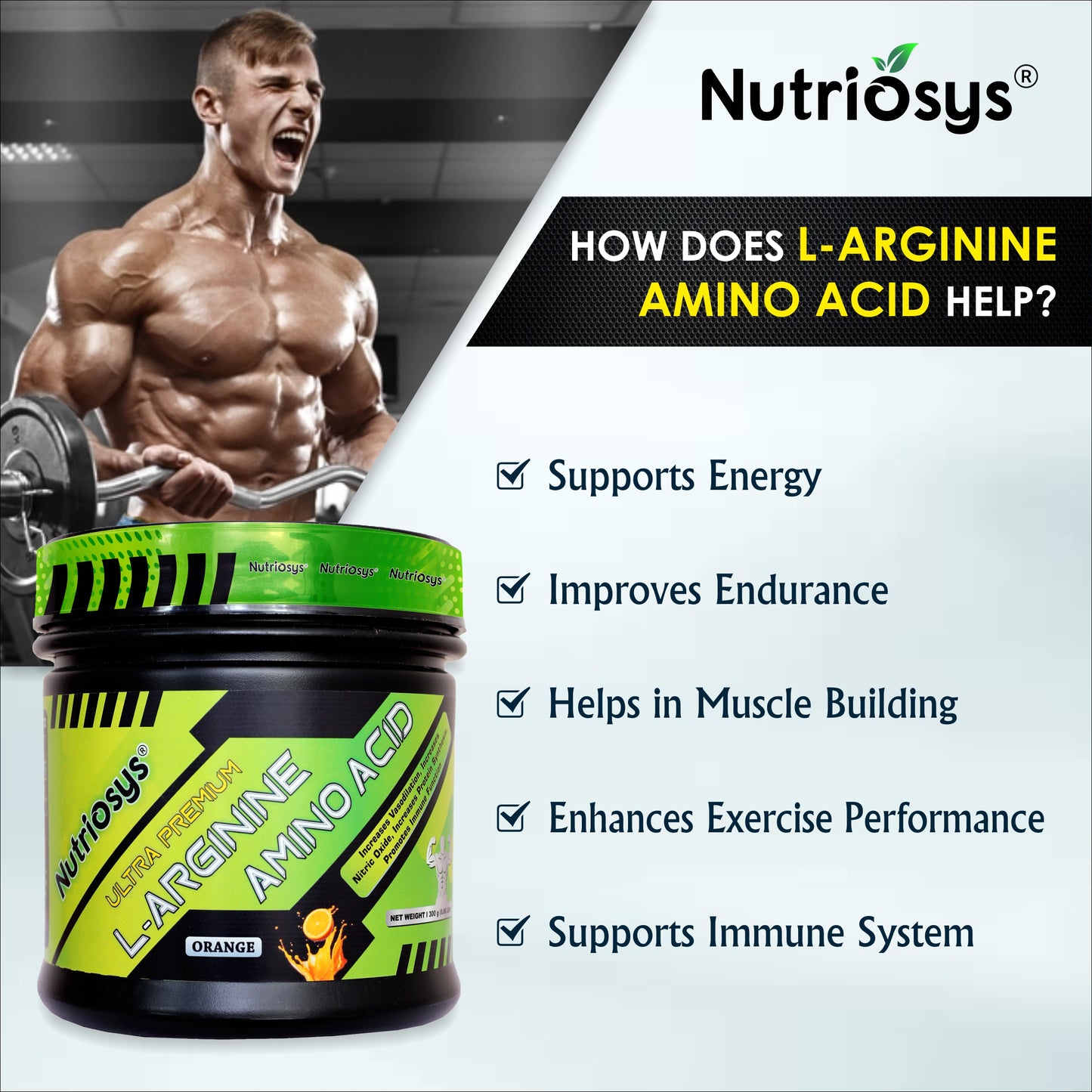 Nutriosys L-Arginine Powder, 300Gram