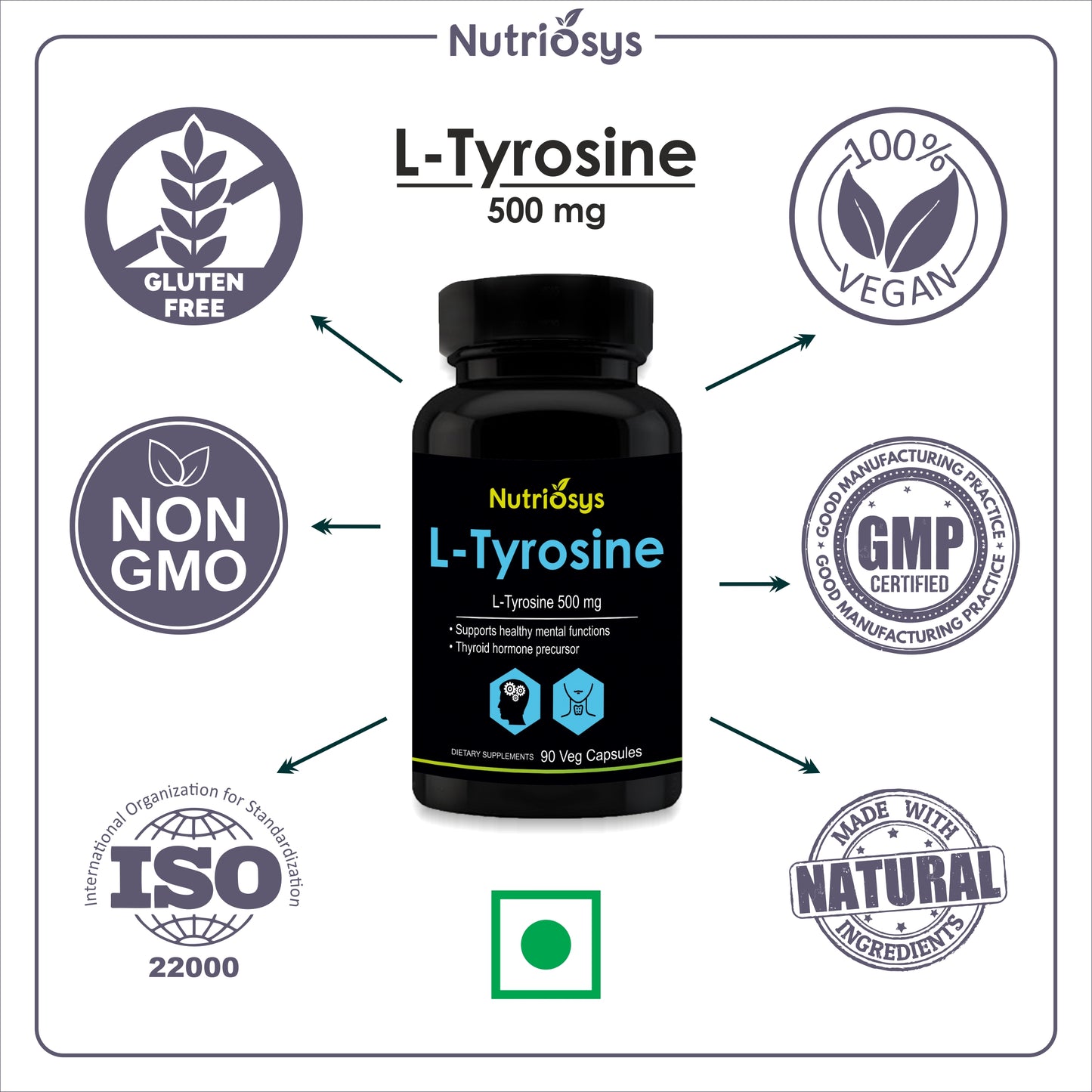 Nutriosys L-Tyrosine 500mg - 90 Capsules