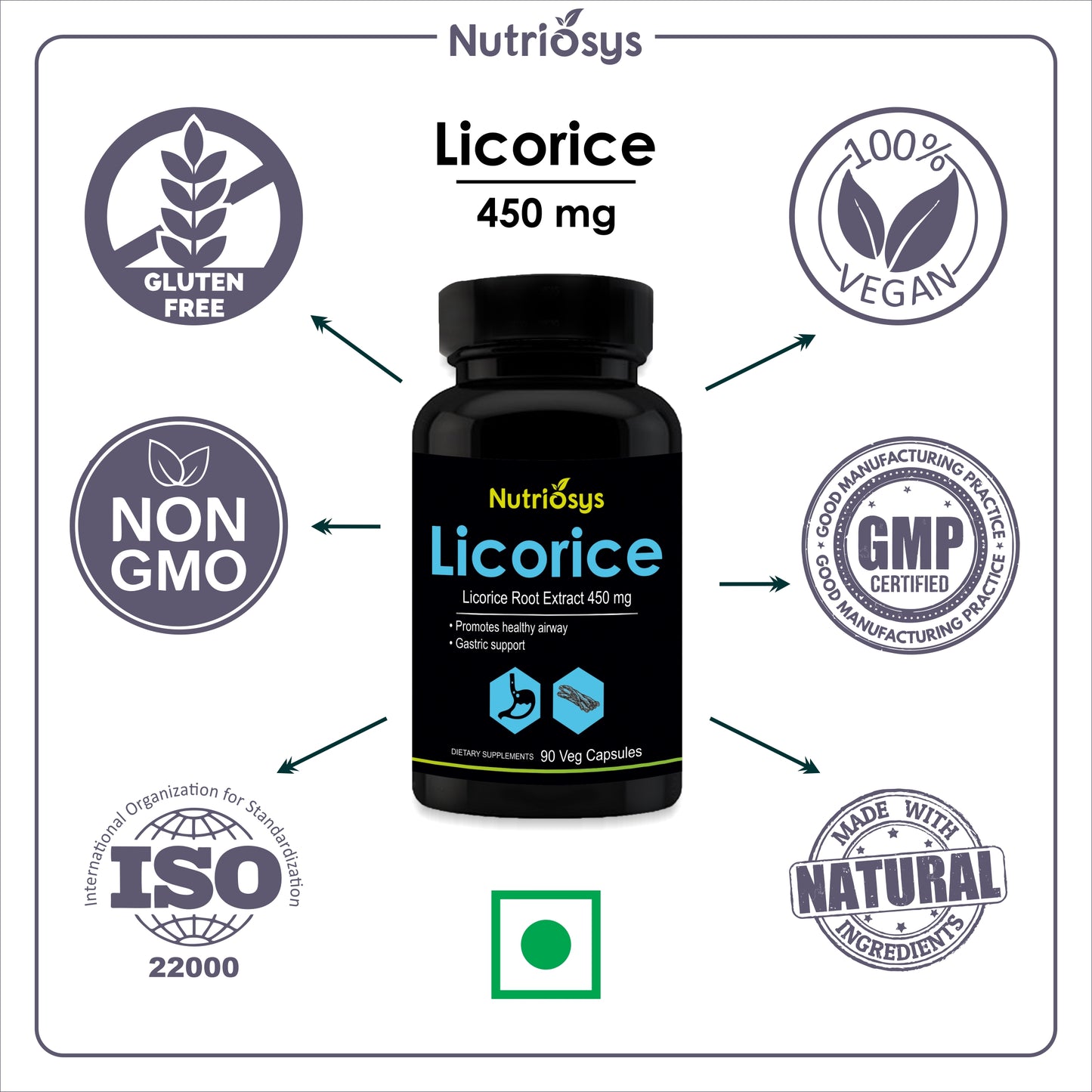Nutriosys Licorice 450mg - 90 Capsules