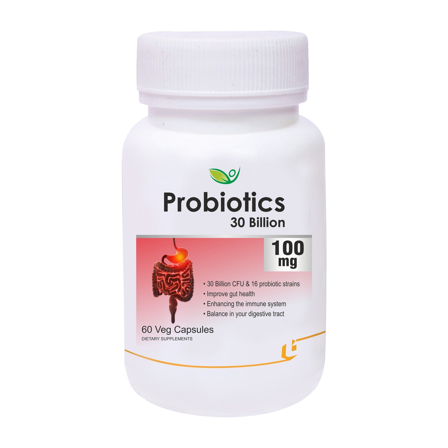 Biotrex Probiotics 30 Billion 100mg - 60 Capsules Weight Management Support, Gut Microbiota Balance & Digestive Health