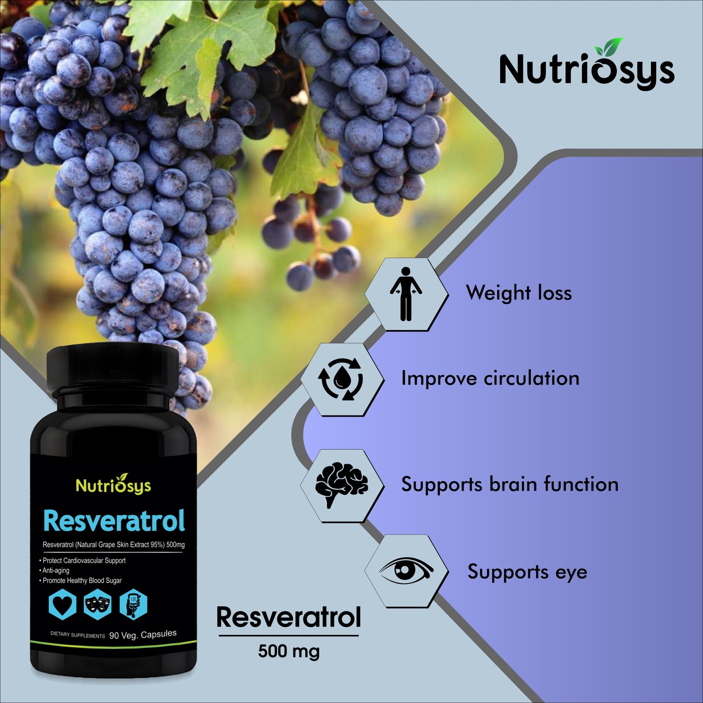 Nutriosys Resveratrol 500mg - 90 Capsules