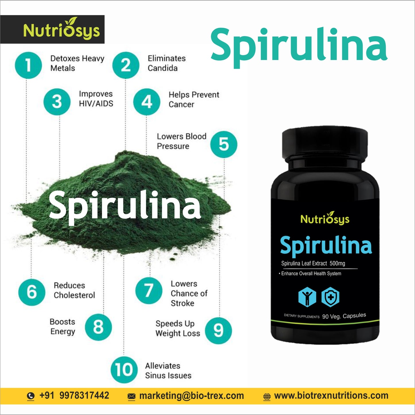 Nutriosys Spirulina 500mg - 90 Capsules