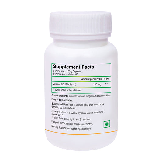 Biotrex Vitamin B2 100mg - 60 Capsules Energy Production, Red Blood Cell Formation & Healthy Skin and Vision