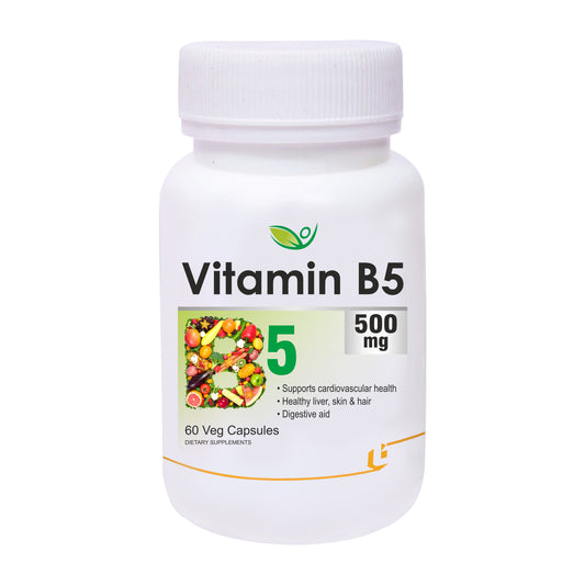 Biotrex Vitamin B5 500mg - 60 Capsules Energy Metabolism, Stress Management, Cholesterol and Lipid Metabolism