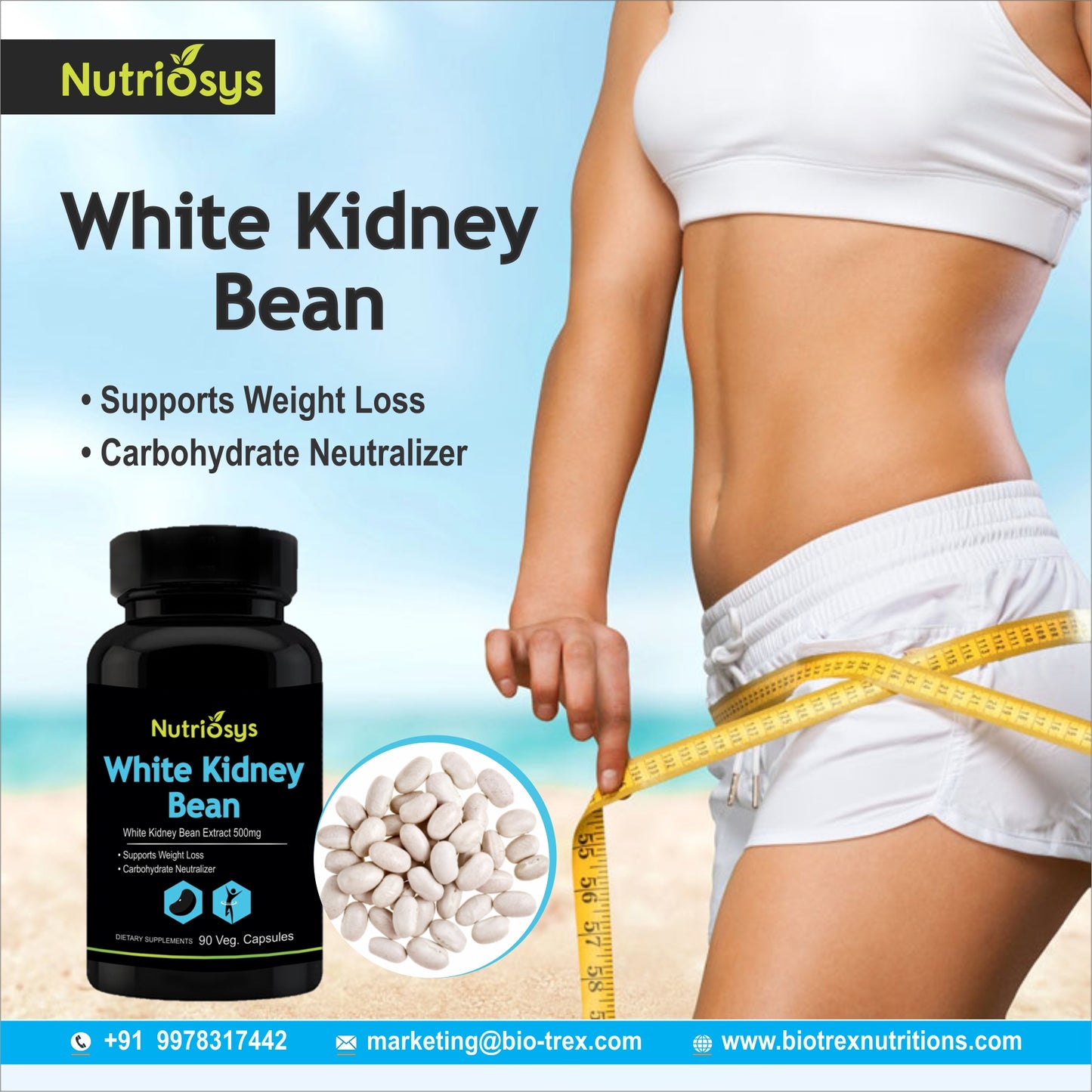Nutriosys White Kidney Bean 500mg - 90 Capsules